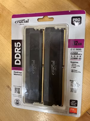 Crucial Pro 32GB DDR5 RAM Kit (2X16Gb) Cl36 6000MT/s Desktop Memory overclocking