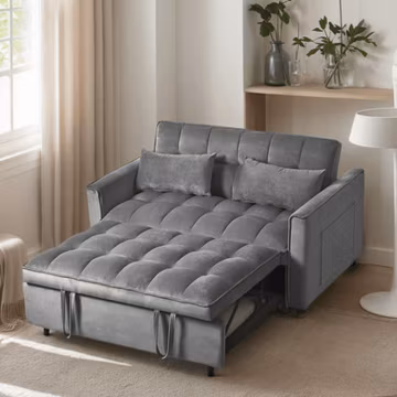 3 in 1 Convertible Sleeper Sofa Pull Out Bed Loveseat Couch Adjustable Backrest