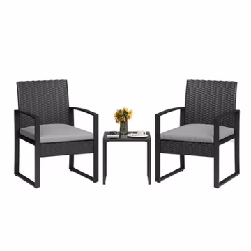 Patio Furniture Set 3 Pieces Outdoor Rattan Chair Conversation Sets for Yard