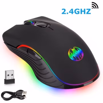 Gaming Mouse Wireless USB Rechargeable 7 Color LED Backlight RGB 1600 DPI Mice