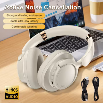 Active Noise Cancelling Headphones Wireless Bluetooth Over-Ear Headphones