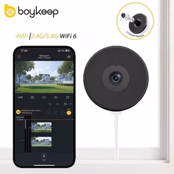 boykeep 4MP Window Camera, 2.4GHz & 5GHz WiFi6 Indoor Cameras for Home Security