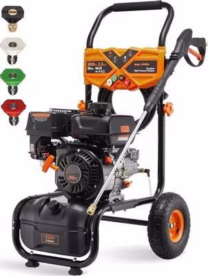 Gas High Pressure Washer 3500 PSI 2.3 GPM Gas Powered Washer 209cc 4 Nozzles