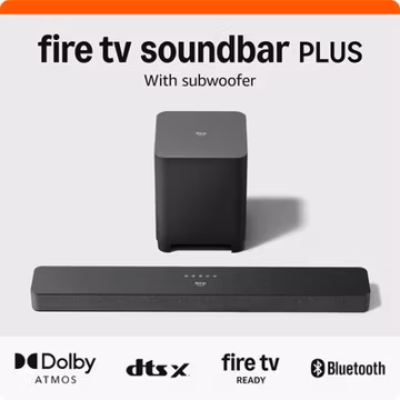 Amazon Fire TV 3.1 Channel Soundbar Plus with Subwoofer Dolby Atmos, DTS:X™