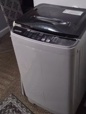 ROVSUN Portable Electric Washing Machine, Top-Load, White/Black