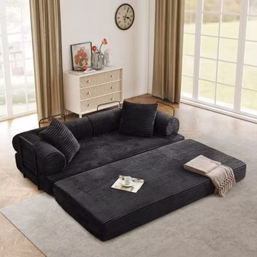 78.5" Convertible Sleeper Sofa Bed Corduroy Upholstered Modular Boneless Couch