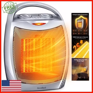 GiveBest Portable Space Heater | 1500W/750W Electric Heater with Thermostat