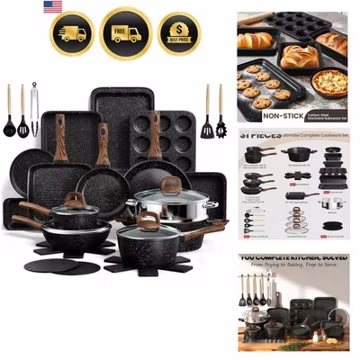 Non Stick Pots and Pans Set Kitchen Cookware Bakeware Induction 31 Pcs