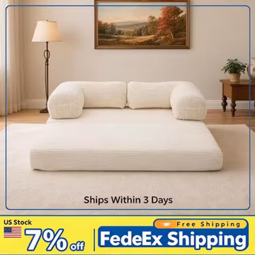 4-in-1 Modular Convertible Futon Loveseat Sleeper Sofa Bed, Corduroy, Foldable