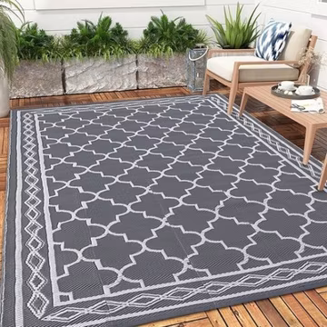 Indoor Outdoor Area Rug Geometric Textured Weave Waterproof Stain Resistant