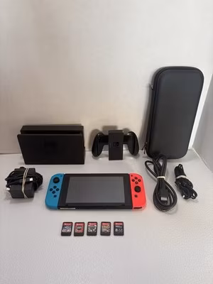 Nintendo Switch v2 Console Bundle Complete w/ 5 Games, Dock, + More Tested Works