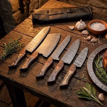 Premium Damascus Steel Chef Knife Set 5 PCS Handmade Kitchen Cooking Knives Gift