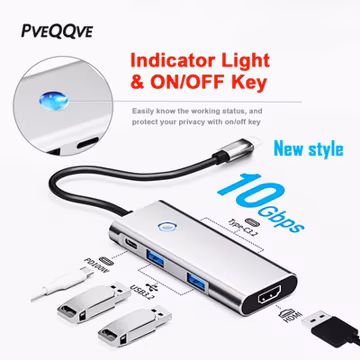 USB-C Docking Station with 4K HDMI,100W PD&10Gbps USB Data Ports For Laptop Ipad
