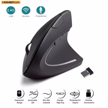 Anker Wireless 2.4G Ergonomic Vertical Optical Mouse - Black (AK-98ANWVM-UBA)