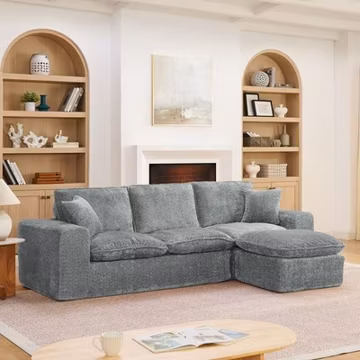 107" Modern Boucle Sectional Sofa with Reversible Chaise, Cloud Couch