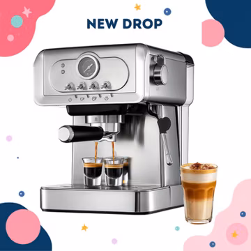 NEW 20 Bar Espresso Machine with Steam Milk Frother Stainless Steel Coffee Maker