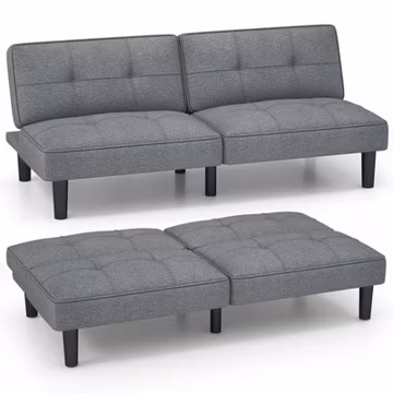 Convertible Folding Futon Sofa Bed w/ 6-Position Adjustable Backrest Cushion