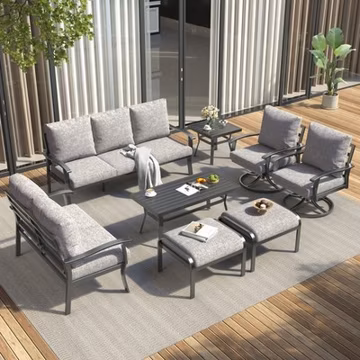 8 Piece Outdoor Patio Furniture Set with Swivel Rocking Chairs Sofa Table
