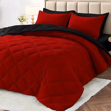 7 Pcs Queen Comforter Set, Reversible Bed in a Bag , All Season Bedding Set
