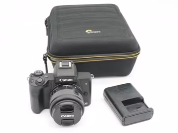 Canon EOS M50 Mirrorless Digital Camera Body Lens Strap Batteries Used w/box