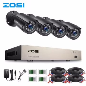 ZOSI 8CH AI H.265+ 5MP Lite DVR 1080P Outdoor CCTV Home Security Camera System