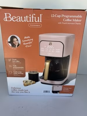 Beautiful 12 Cup Programmable Coffee Maker Rose Pink Touch Display Model H7036B