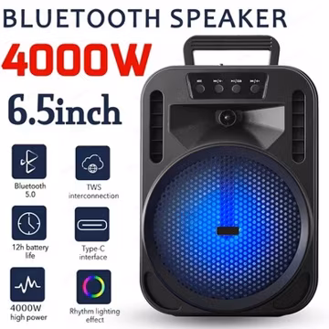 6Inches Portable Bluetooth Party Speaker Subwoofer Deep Bass Stereo Sound System