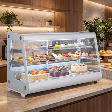 8.1 Cu.Ft Commercial Glass Door Refrigerator - Countertop Display Fridge with LE