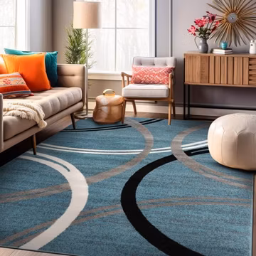 Rugshop Area Rugs for Living Room Modern Abstract Circles Design Rug Bedroom Rug