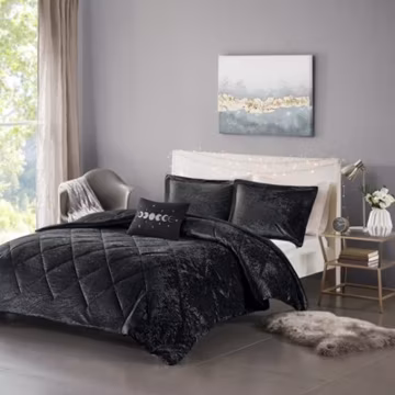Intelligent Design Velvet Comforter Set Luxury Diamond Quilt 3/4 Pcs Queen King