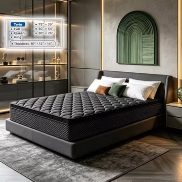 10" 12" 14" Gel Memory Foam Twin Full Queen King Spring Hybrid Mattress in a Box