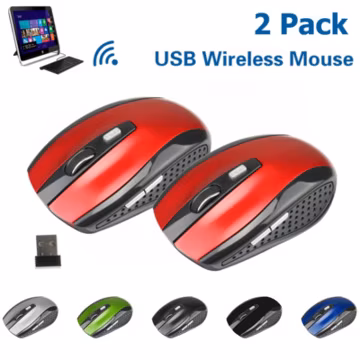 2 Wireless Optical Mouse Mice 2.4GHz USB Receiver For Laptop PC Computer DPI USA