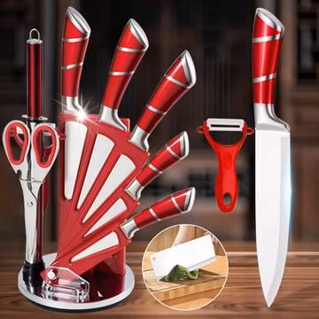 Professional 9PCS Kitchen Knife Set w/ Acrylic Block Non-Stick Sharp Chef Knives