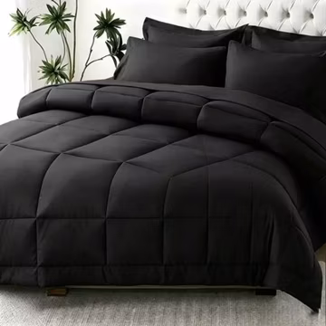 Black Bedding Comforter Set 2 & 3 Piece Soft Microfiber Twin Queen King Size