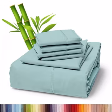 6 Piece Premium Bamboo Sheet Set, Deep Pockets, 50 Colors, 2200 Count, Soft