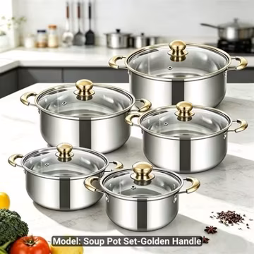 10pcs Stainless Steel Kitchen Cookware Set-Stainless Steel Cooking Pans