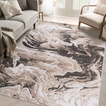 PAYAS Collection 5.3X7.6 Light Brown Abstract Area Rug Modern Contemporary Non