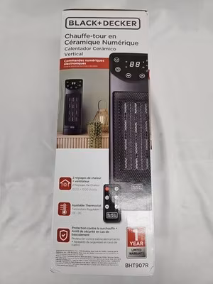 BLACK+DECKER Oscillating Space Heater, Portable Heater with Remote Control, 1a1