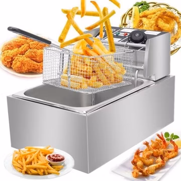 2500W 6L Commercial Electric Deep Fryer Restaurant Stainless Steel 10.5QT