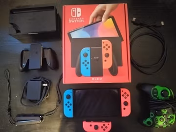 Nintendo Switch – OLED Model w/ Neon Red & Neon Blue CONSOLE ONLY NO DOCK