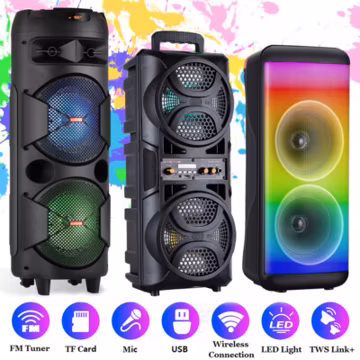 6000W Portable Bluetooth Speaker Sub woofer Heavy Bass Sound Party System & Mic