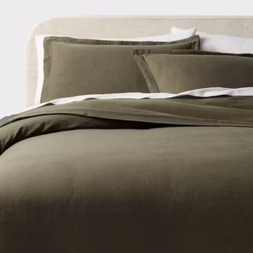 Casual Textured Cotton Duvet Cover and Sham Set Dark - Threshold
