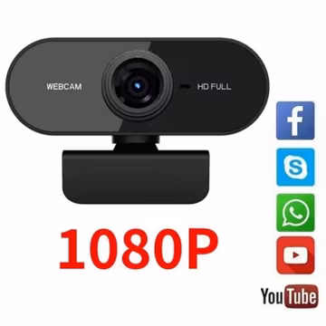 1080P Full HD USB Webcam for PC Desktop, Laptop Web Camera with Microphone Black