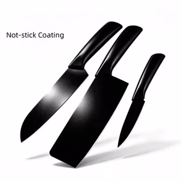 3Pcs Black Kitchen Knife Set Stainless Steel Ultra Sharp Chef Knives Non-Stick