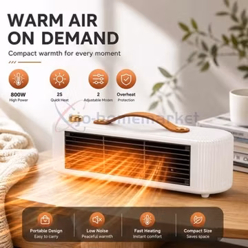 800W Electric Space Heater PTC Ceramic Desktop Heater Portable Room Space Heater