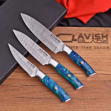 Hand Forged Damascus Steel 3 Pcs Chef Knife Set | Kitchen Knives Chef Knives Set