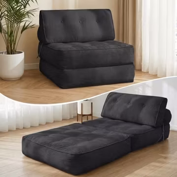 Single Folding Sofa Bed, Convertible Sleeper Chair Bed Couches w/ Dual-Pillow