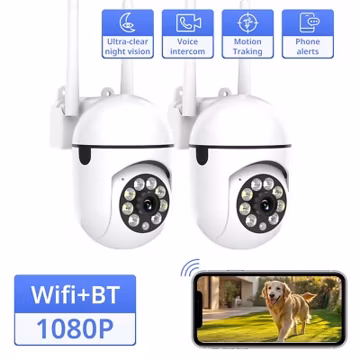 2PCS Security Camera System Outdoor Night Vision 1080P 2.4GWIFI Home Wired Cam