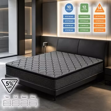 12" 14" Twin Full Queen King Mattress Gel Memory Foam Hybrid Spring Bed In a Box