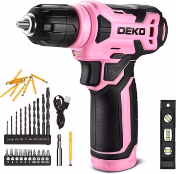DEKOPRO 8V Cordless Drill Drill Set with 3/8"Keyless Chuck 42pcs Acessories